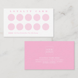 Cute Cotton Candy Pink Stripe Reward Program Loyalty Card