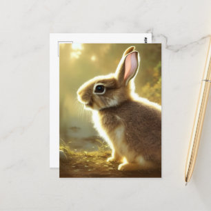 Cute Cottontail Wildlife Portrait   Postcard