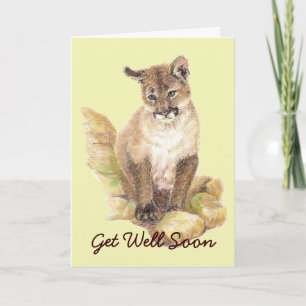 Cute Cougar Cub Get Well Soon to Customise Card
