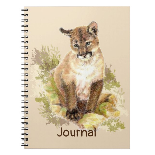 Cute Cougar Mountain Lion Cat Kitten Notebook (Front)