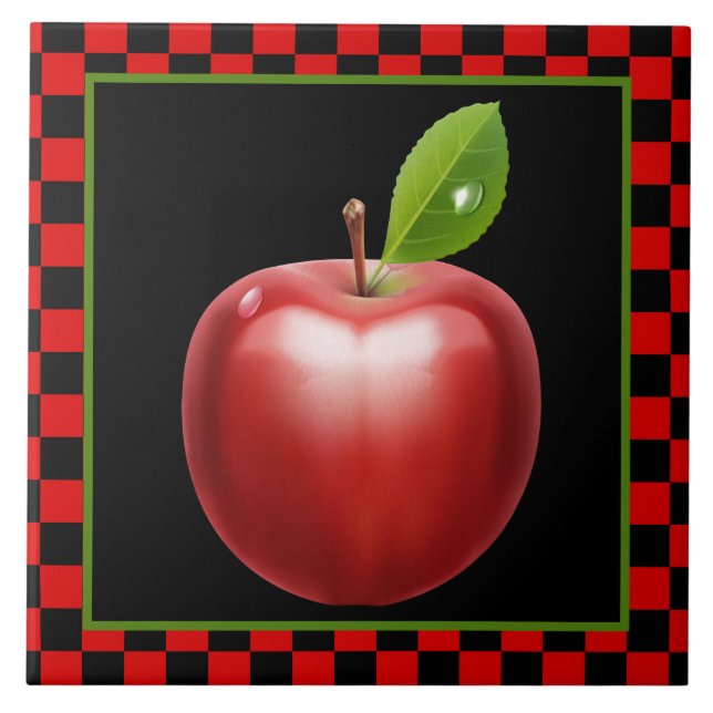 cute Country apple kitchen Tile (Front)