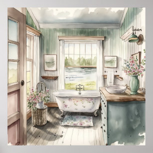 cute Country bathroom lovers  Poster