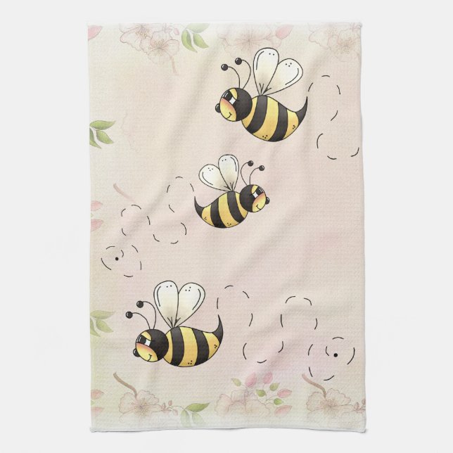 Cute Country Bees to Personalise Tea Towel (Vertical)