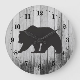Cute Country black bear Large Clock