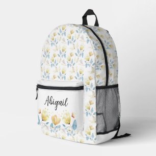 Cute Country Chic Watercolor Floral Personalised Printed Backpack