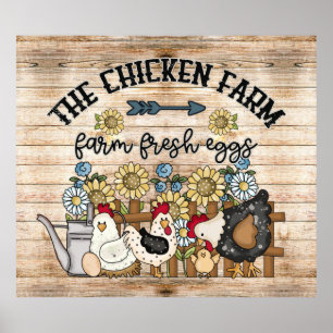 cute Country chicken farm word art Poster