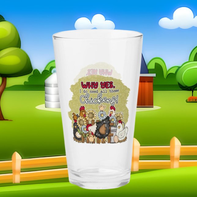 cute Country chicken lovers word art Glass (Creator Uploaded)