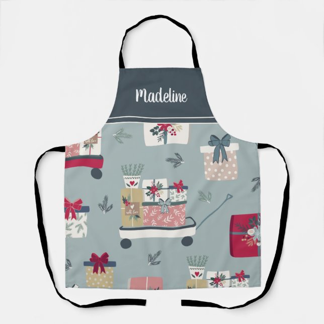 Cute Country Christmas  Style Personalised Apron (Front)