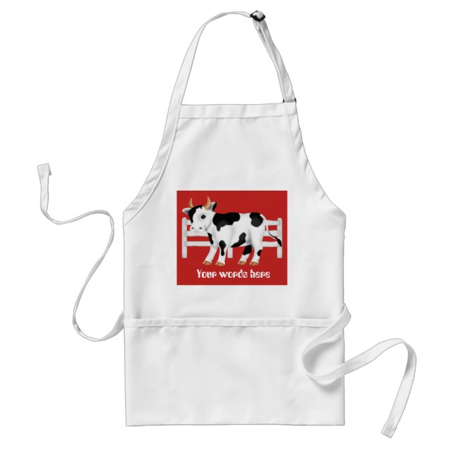 Cute Country Cow add words kitchen apron (Front)