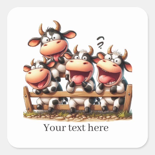 Cute Country cow customisable  Square Sticker (Front)
