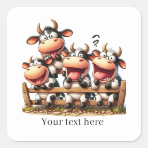 Cute Country cow customizable  Square Sticker