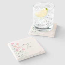 Cute Country Daisies Pink Floral Stone Coaster