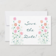 Cute Country Daisies Pinks Wedding Save the Date
