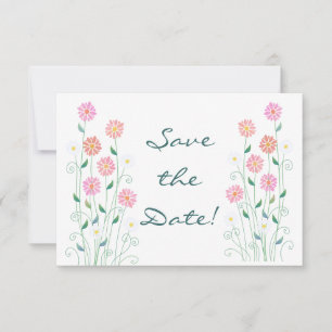 Cute Country Daisies Pinks Wedding Save the Date