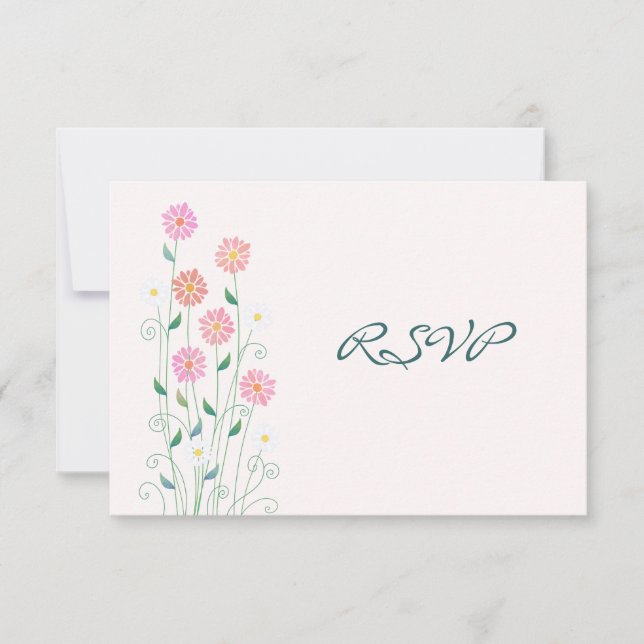 Cute Country Daisies Simple Wedding RSVP Card (Front)