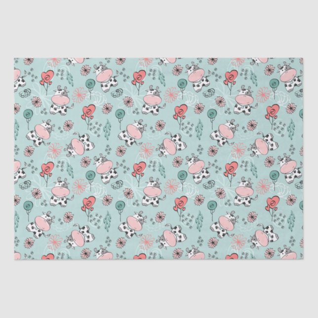 Cute Country Farm Cows Tissue Paper (Front)