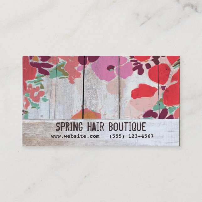 Cute Country Floral Hair Salon Appointment Card (Front)