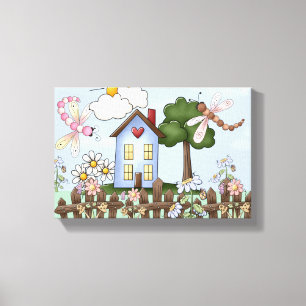 Cute Country Folk Art Picture Canvas Print