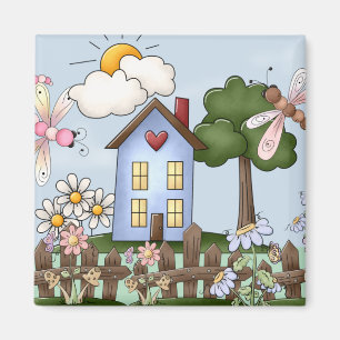 Cute Country Folk Art Picture Magnet
