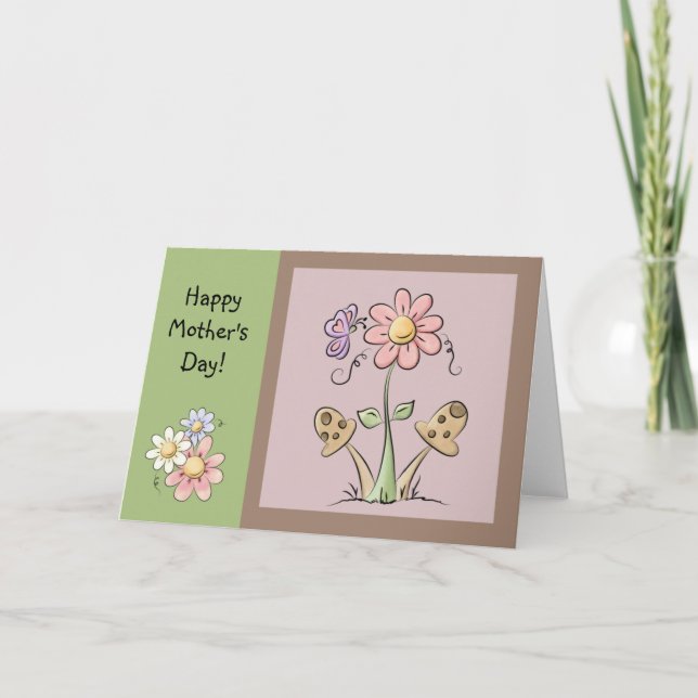 Cute Country Folk Flowers Mother's Day Card (Front)