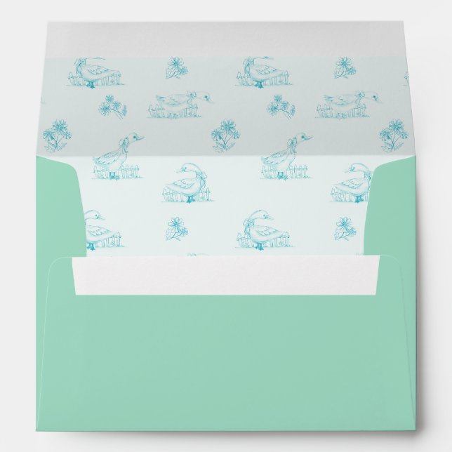 Cute Country Goose Toile Pattern Envelope (Back (Bottom))