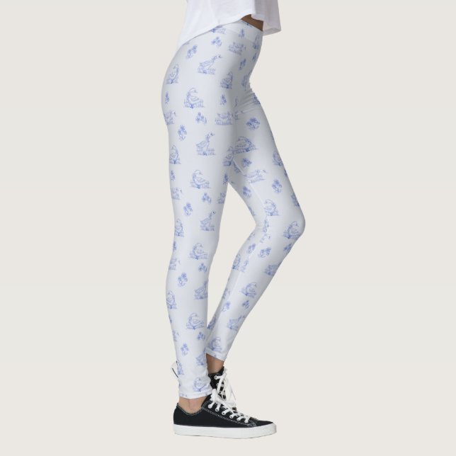 Cute Country Goose Toile Pattern Leggings (Right)