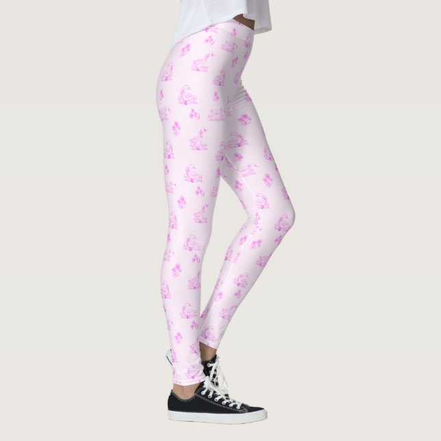 Cute Country Goose Toile Pattern Leggings (Right)