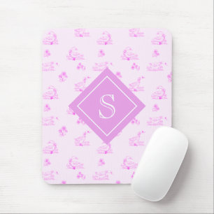 Cute Country Goose Toile Pattern Personalised Mouse Mat