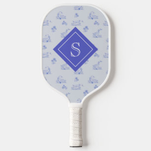 Cute Country Goose Toile Pattern Personalised Pickleball Paddle