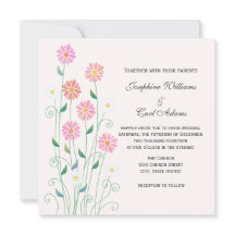 Cute Country Hand Drawn Pink and White Daisies