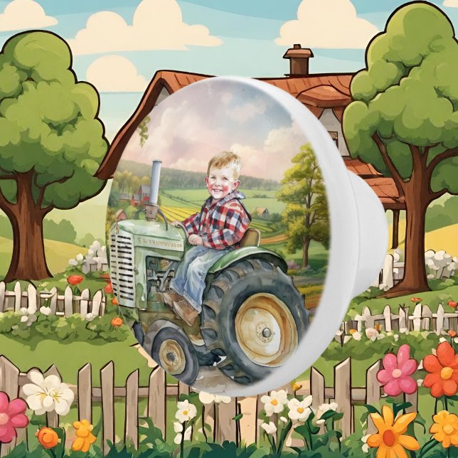 cute Country kid tractor Ceramic Knob (Creator Uploaded)