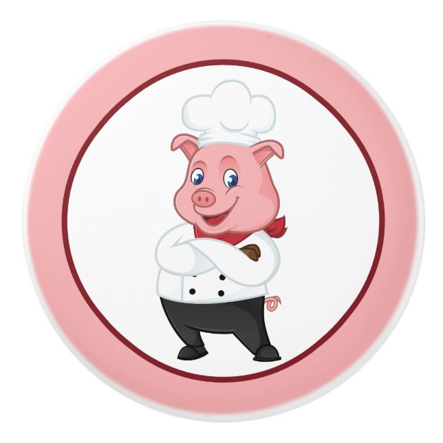 Cute Country kitchen pig decor Ceramic Knob (Front)