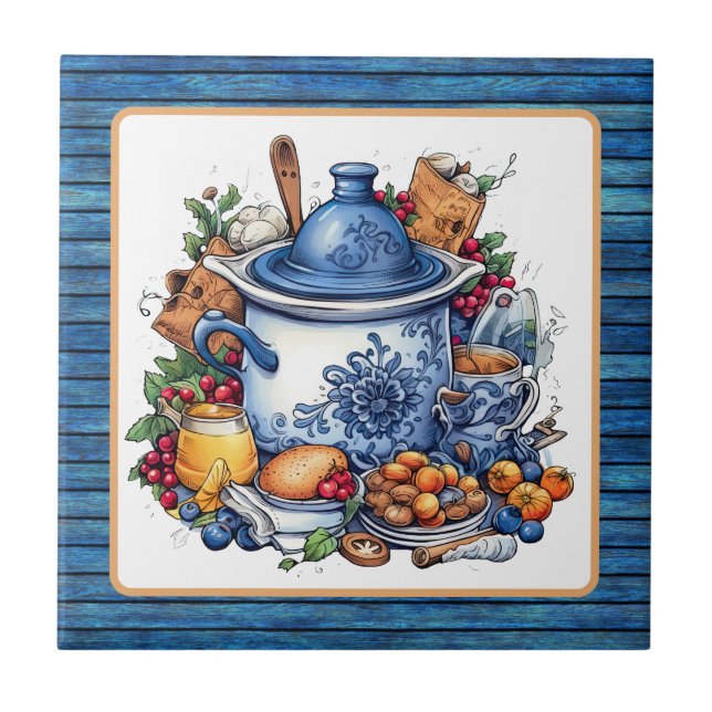 Cute Country kitchen pot  Tile (Front)