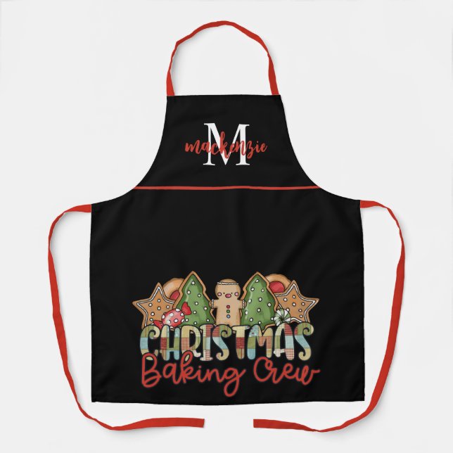 Cute Country Monogrammed Christmas Baking Apron  (Front)