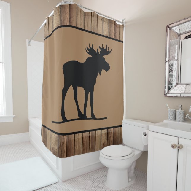 Cute Country Moose decor Shower Curtain (In Situ)