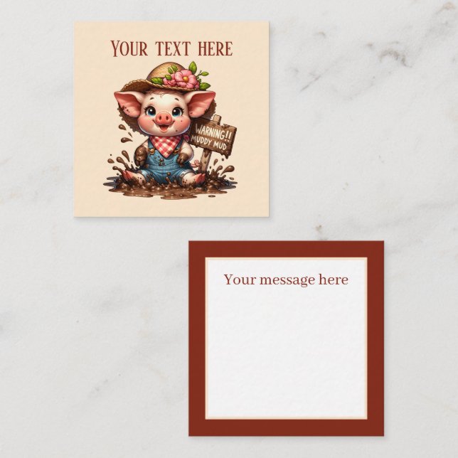 Cute Country pig lovers add text  Card (Front/Back)