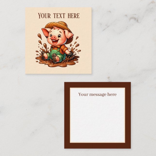 Cute Country pig lovers add text  Card (Front/Back)