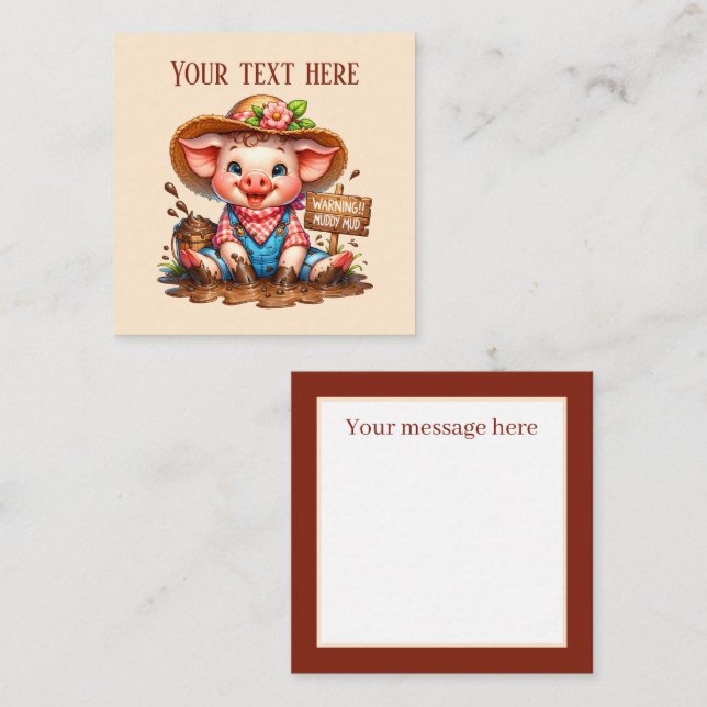 Cute Country pig lovers add text  Card (Front/Back)