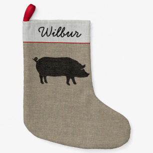 Cute Country Pig Silhouette Personalised Small Christmas Stocking