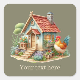 cute Country rooster chicken lovers add message Square Sticker