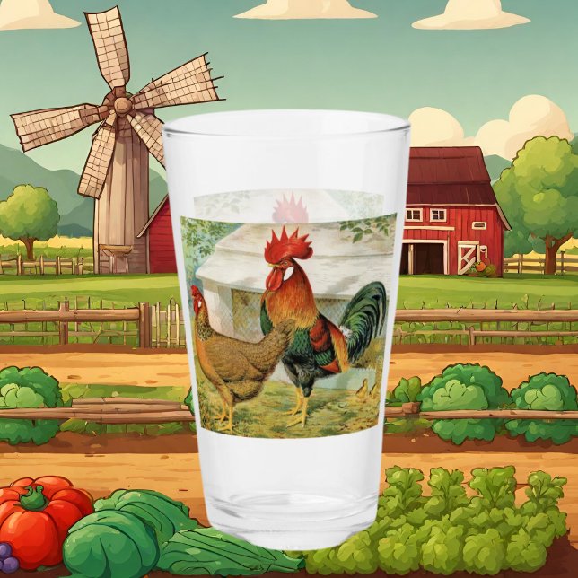 Cute Country rooster hen glass (Creator Uploaded)
