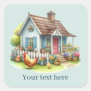 cute Country rooster lovers add message  Square Sticker