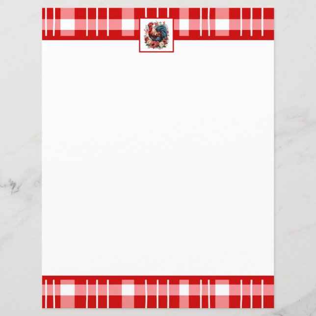 Cute Country rooster lovers paper sheet (Front)