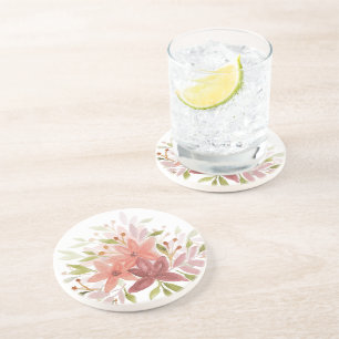 Cute Country Rustic Watercolor Floral Coaster