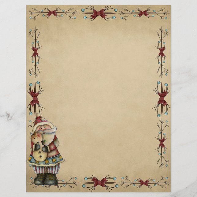 Cute Country Santa Christmas Letterhead (Front)