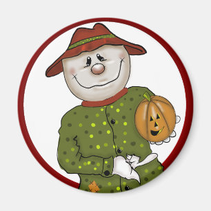 Cute Country Scarecrow Folk Art Magnet
