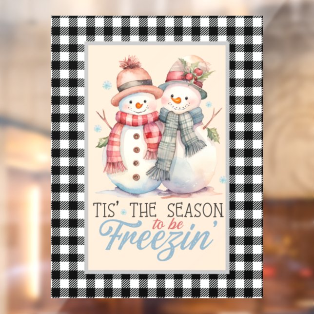 Cute Country Snowmen Holiday Window Cling (Sheet 2)