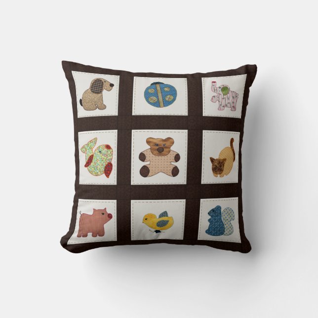 Cute Country Style Baby Animals Quilt Cushion (Front)
