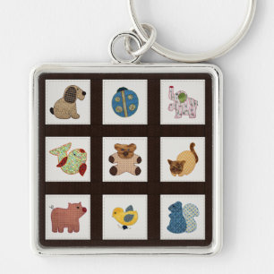 Cute Country Style Baby Animals Quilt Key Ring