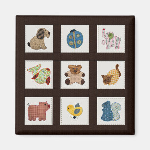 Cute Country Style Baby Animals Quilt Magnet
